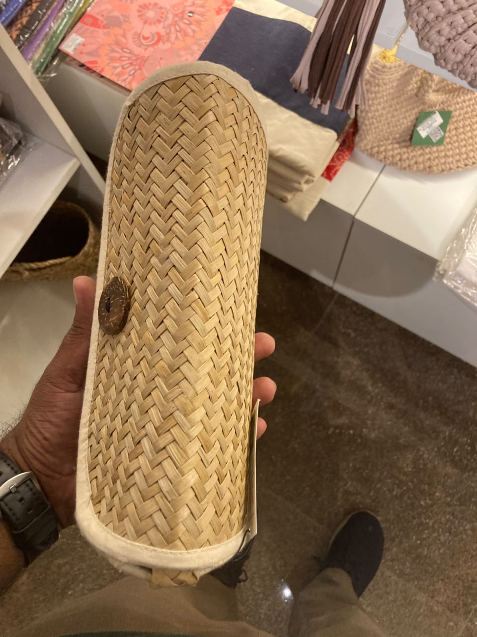 eco minimalist woven bag lifestyle.jpg Rootiya natural fiber shoulder bag displayed in eco friendly home interior